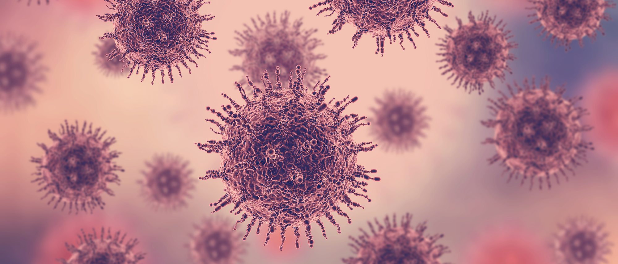 3D render of a medical image with virus cells